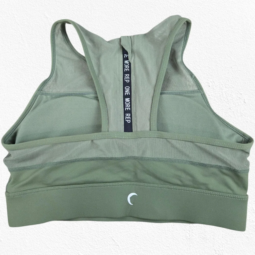 Zyia Active All-Star Sports Bra Sage Green Mesh Back Racerback Size Medium